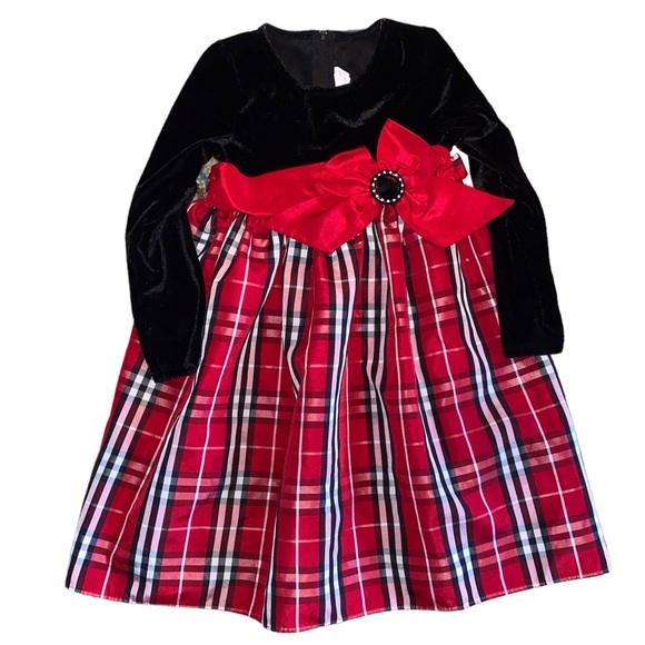 Sophie Rose Velvet and Plaid Taffeta Dress Size 6X - Picture 1 of 3